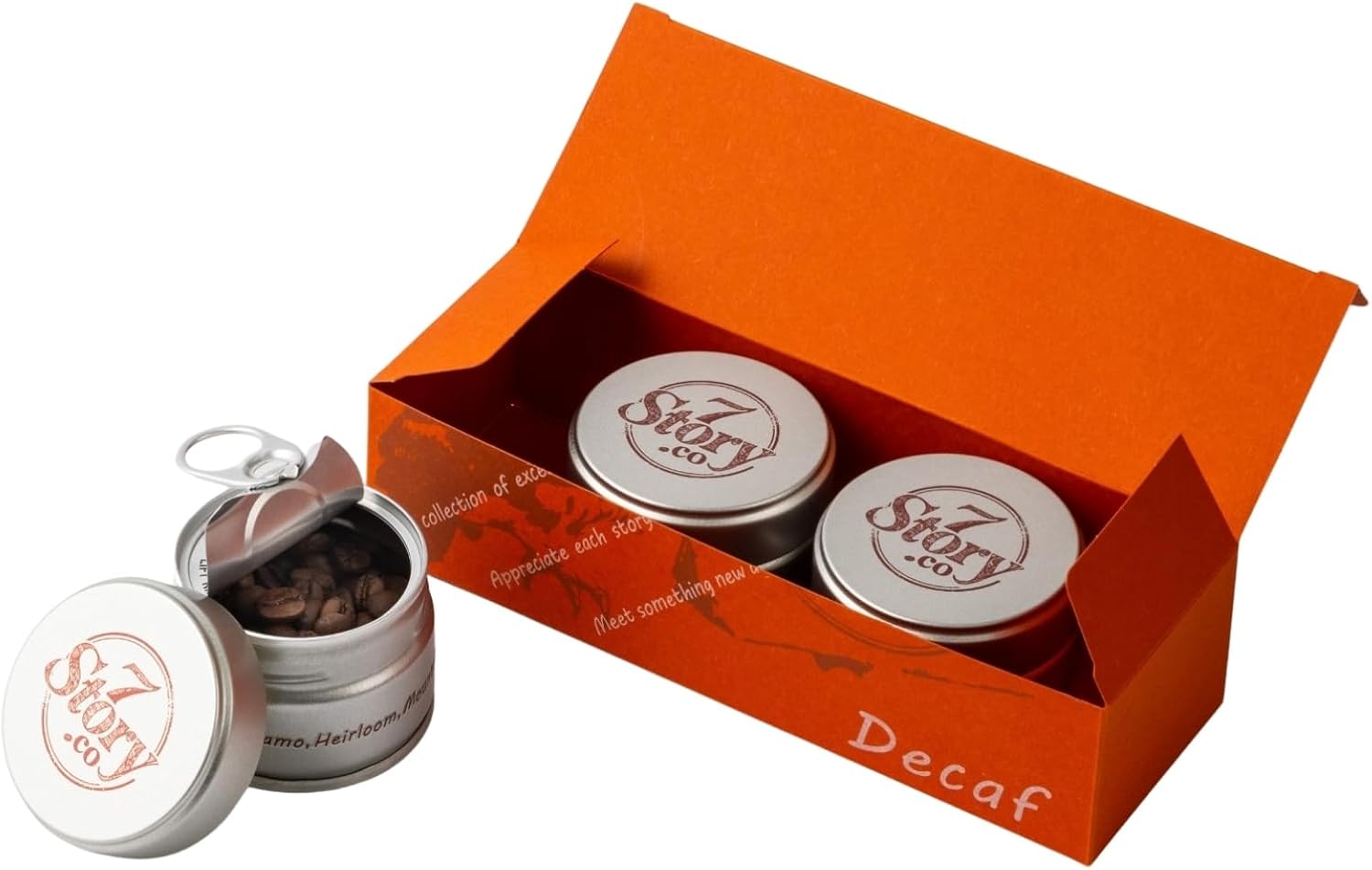 7Story.co Decaf デカフェの缶入りコーヒー豆
